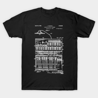 Hammond Organ Patent - White Ink T-Shirt